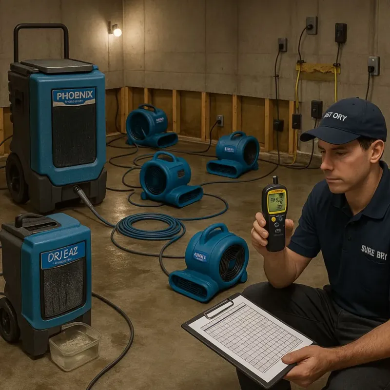 Structural Drying and Dehumidification process in Monterey Park, CA